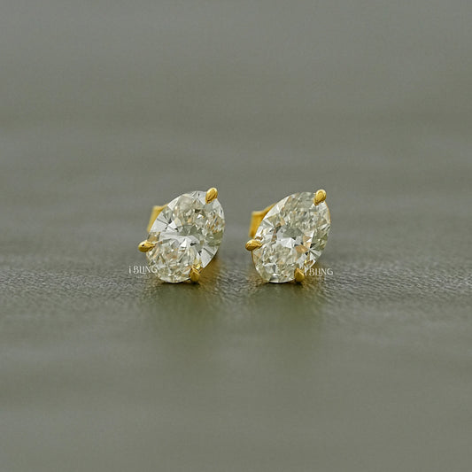 Oval Cut Lab Diamond Push Back Stud Earrings Earrings