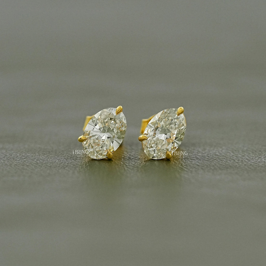 Oval Cut Lab Diamond Push Back Stud Earrings