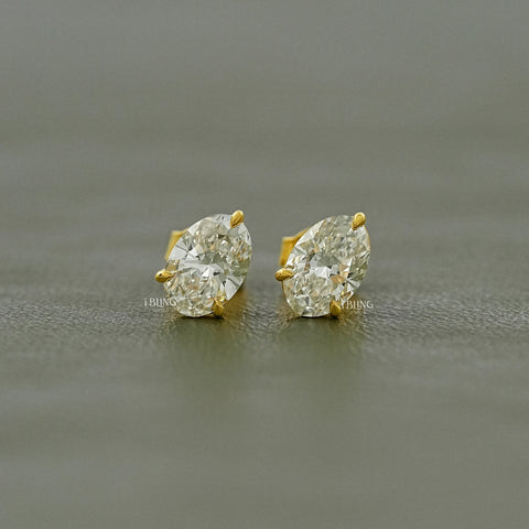 Oval Cut Lab Diamond Push Back Stud Earrings
