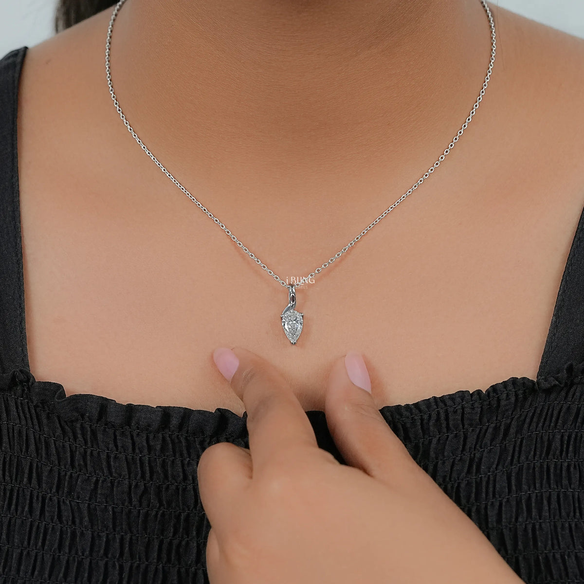 Pear Cut Lab Diamond Solitaire Pendant Pendants