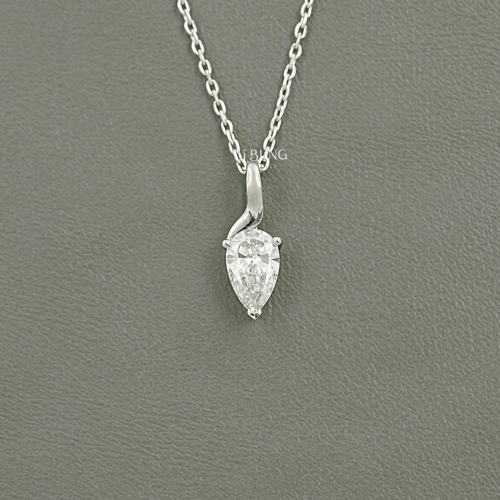 Pear Cut Lab Diamond Solitaire Pendant