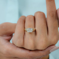 East West Cushion Cut Lab Grown Diamond Solitaire Ring