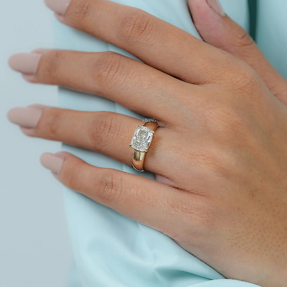 East West Cushion Cut Lab Grown Diamond Solitaire Ring Solitaire Ring