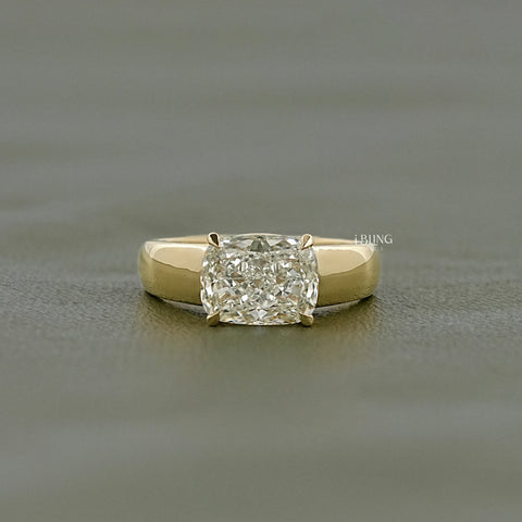 East West Cushion Cut Lab Grown Diamond Solitaire Ring