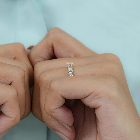 Round Cut Lab Diamond Half Eternity Wedding Band