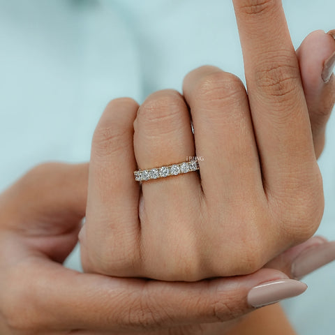 Round Cut Lab Diamond Half Eternity Wedding Band