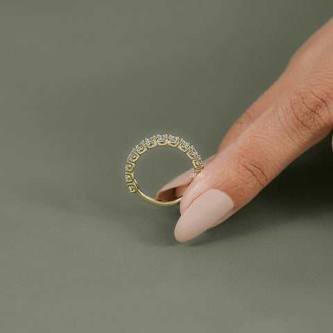 Round Cut Lab Diamond Half Eternity Wedding Band