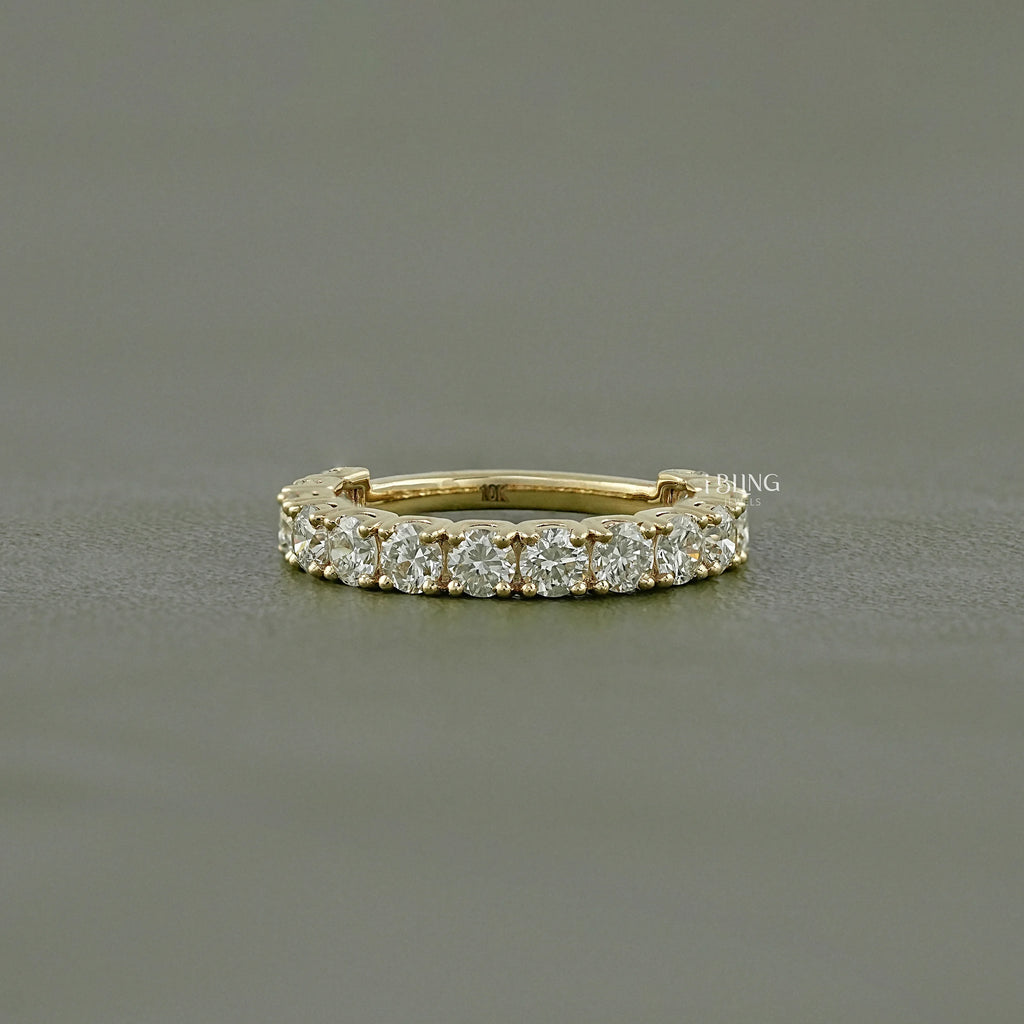 Round Cut Lab Diamond Half Eternity Wedding Band