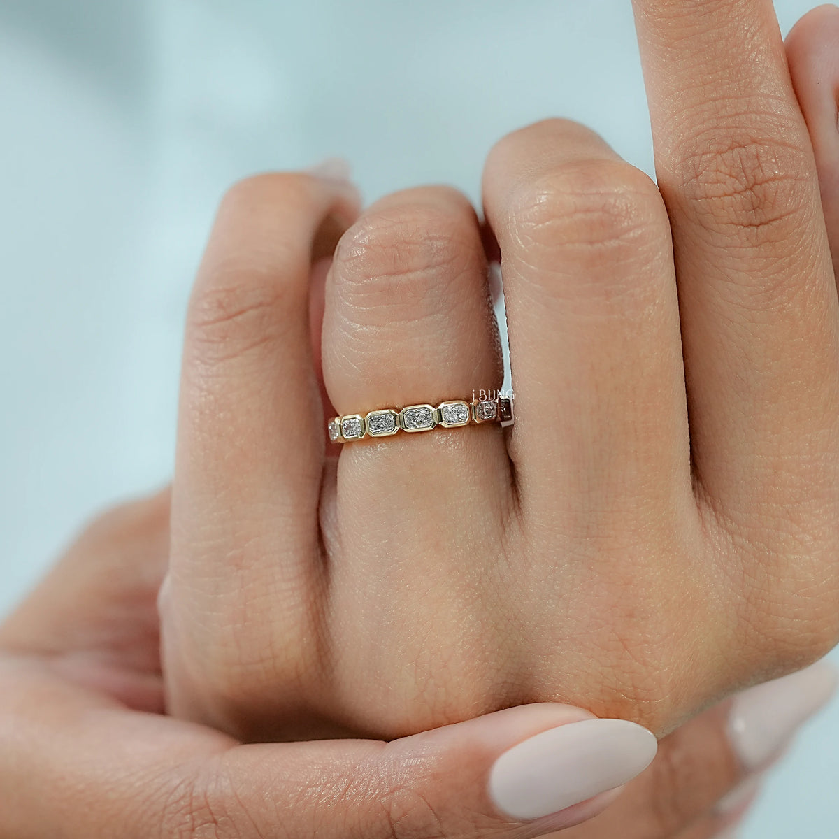 Radiant Lab Diamond Bezel Set Wedding Band