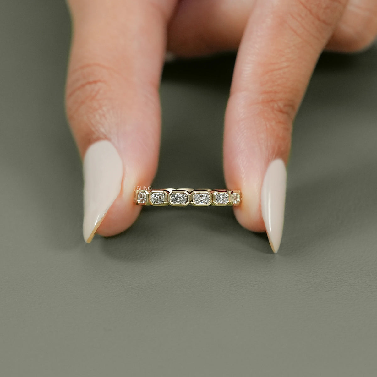 Radiant Lab Diamond Bezel Set Wedding Band