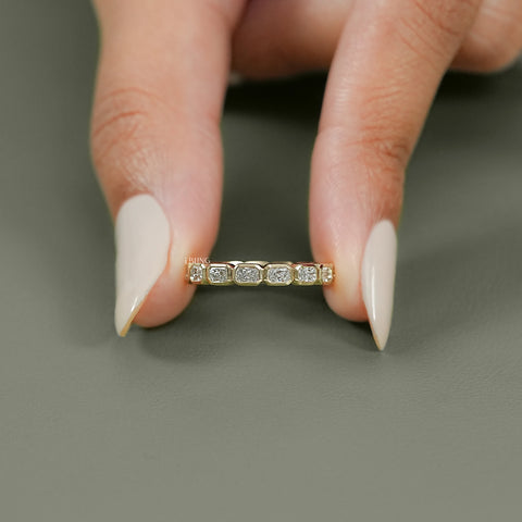 Radiant Lab Diamond Bezel Set Wedding Band