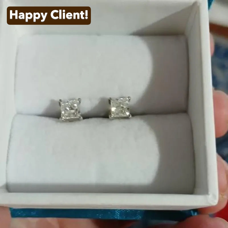 Princess Cut Lab Grown Diamond Stud Earring