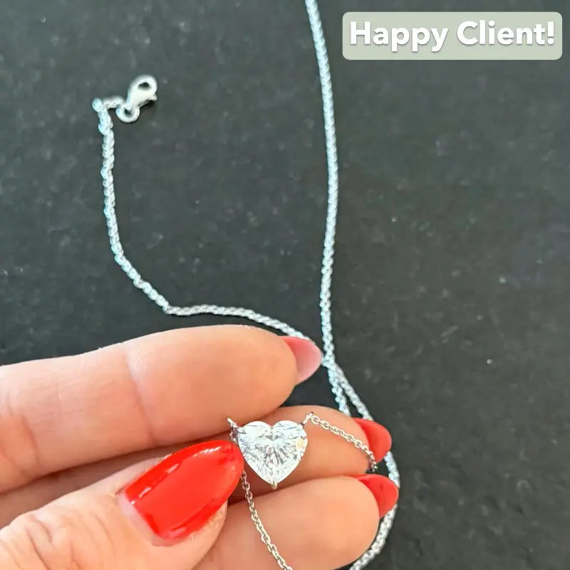 Heart Cut Lab Grown Diamond Solitaire Necklace