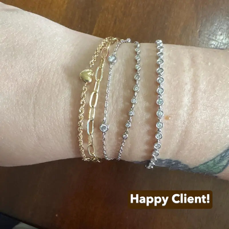 Lab Grown Round Diamond Station Chain Bracelet Chain Bracelet