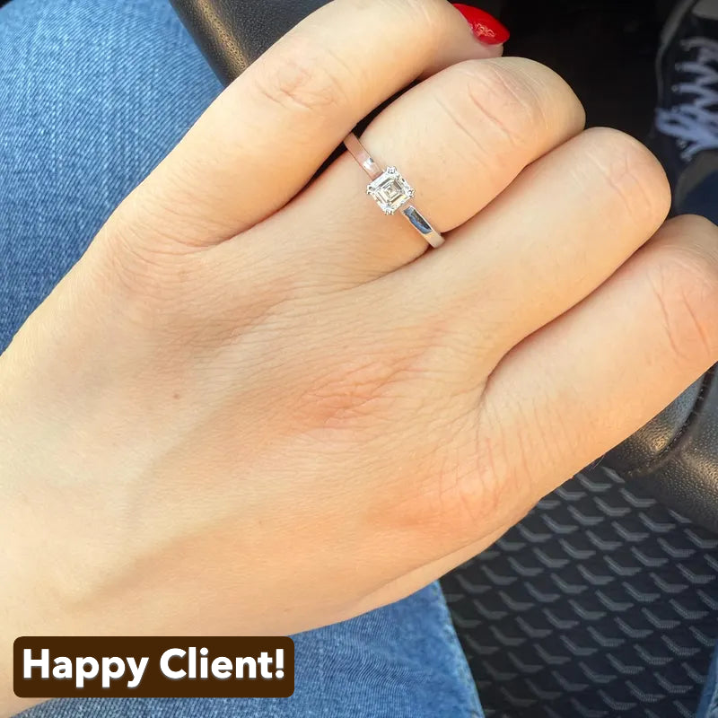 Asscher Lab Diamond Solitaire Engagement Ring Solitaire Ring