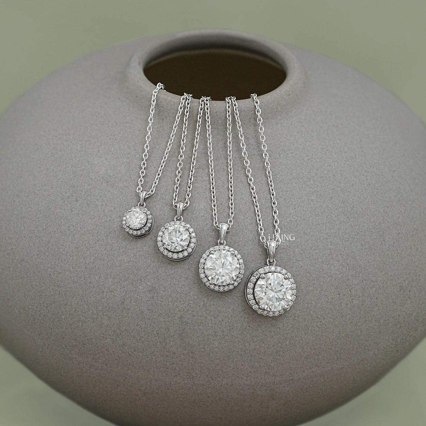 Round Moissanite Halo Pendant