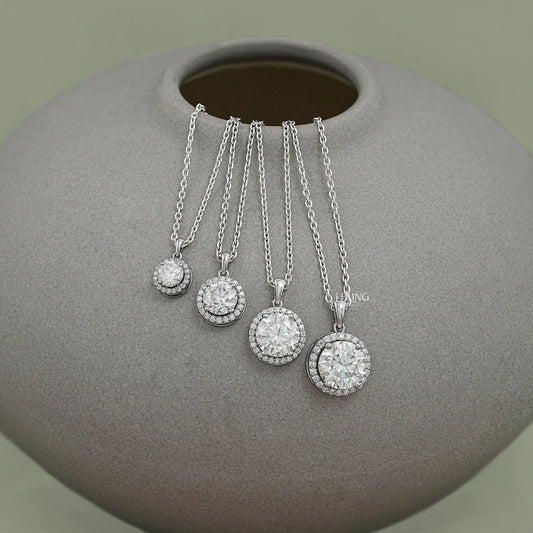 Round Moissanite Halo Pendant