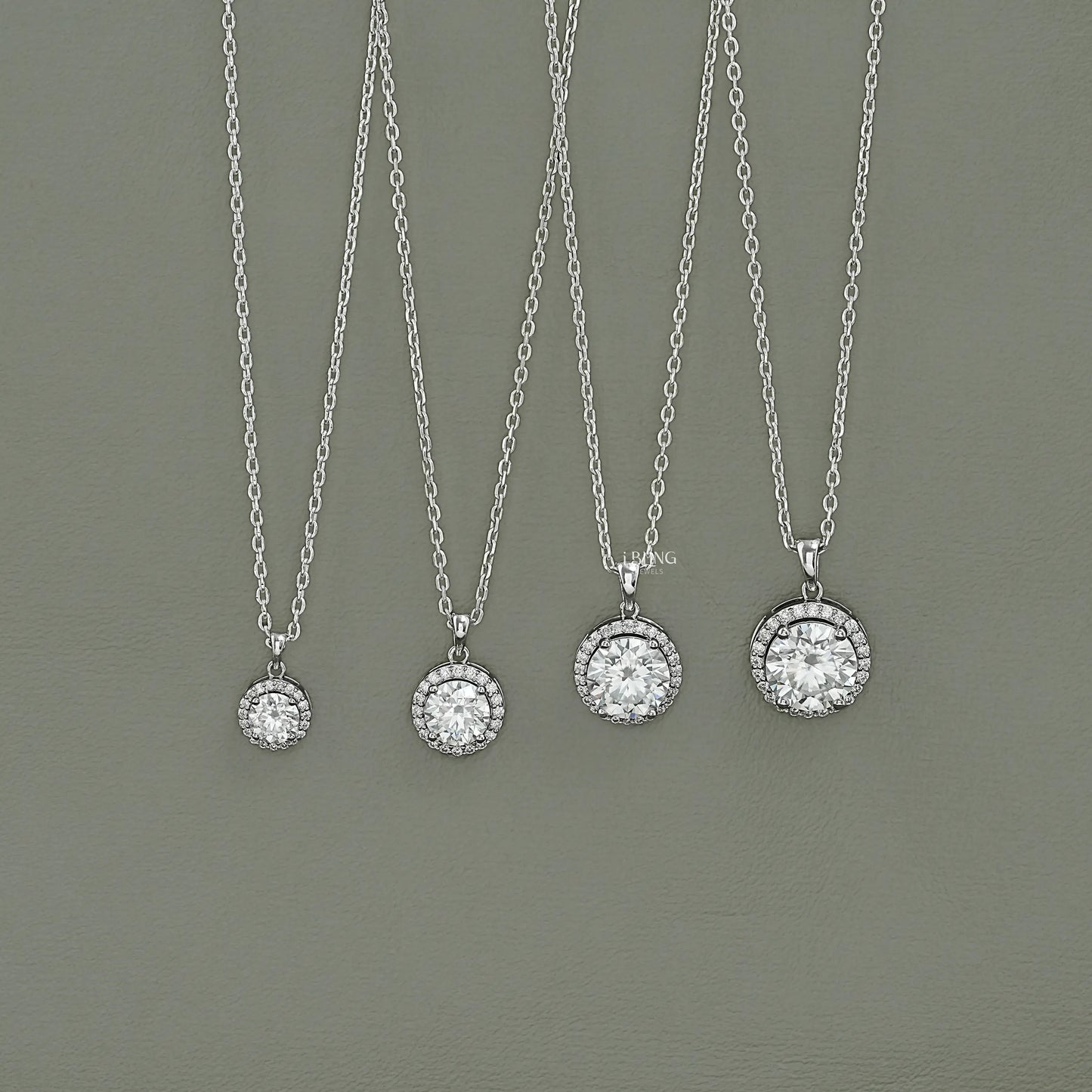 Round Moissanite Halo Pendant