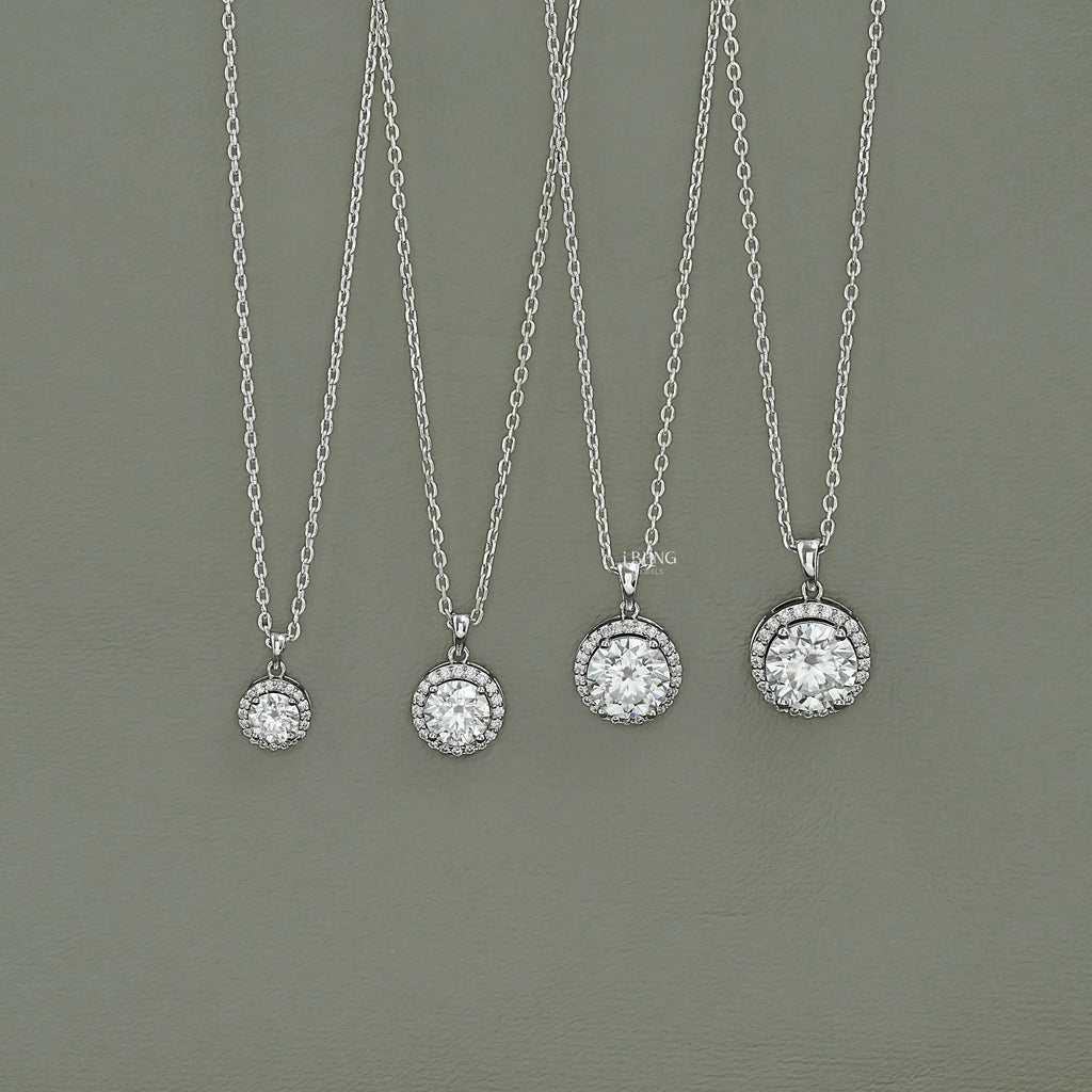 Round Moissanite Halo Pendant