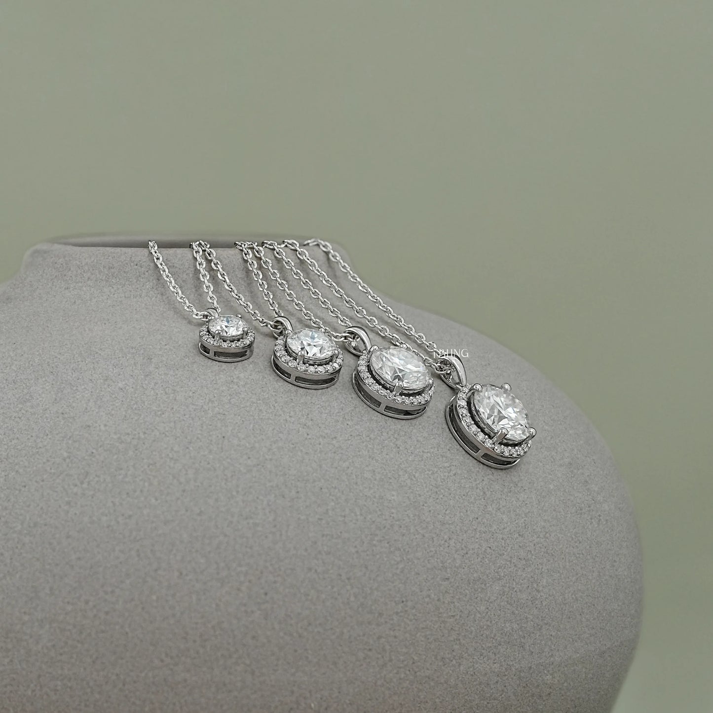 Round Moissanite Halo Pendant