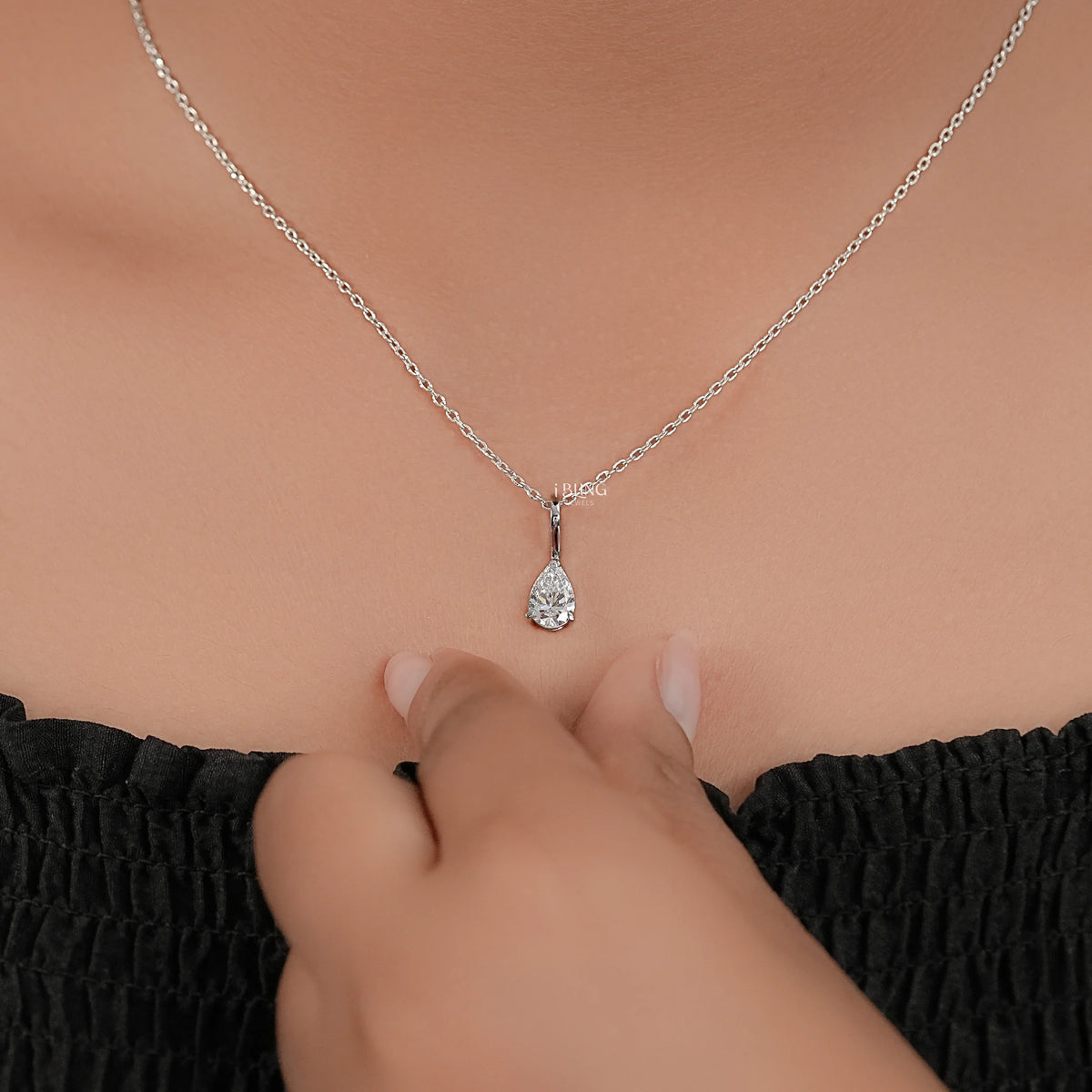 Pear Cut Lab Diamond Solitaire Pendant
