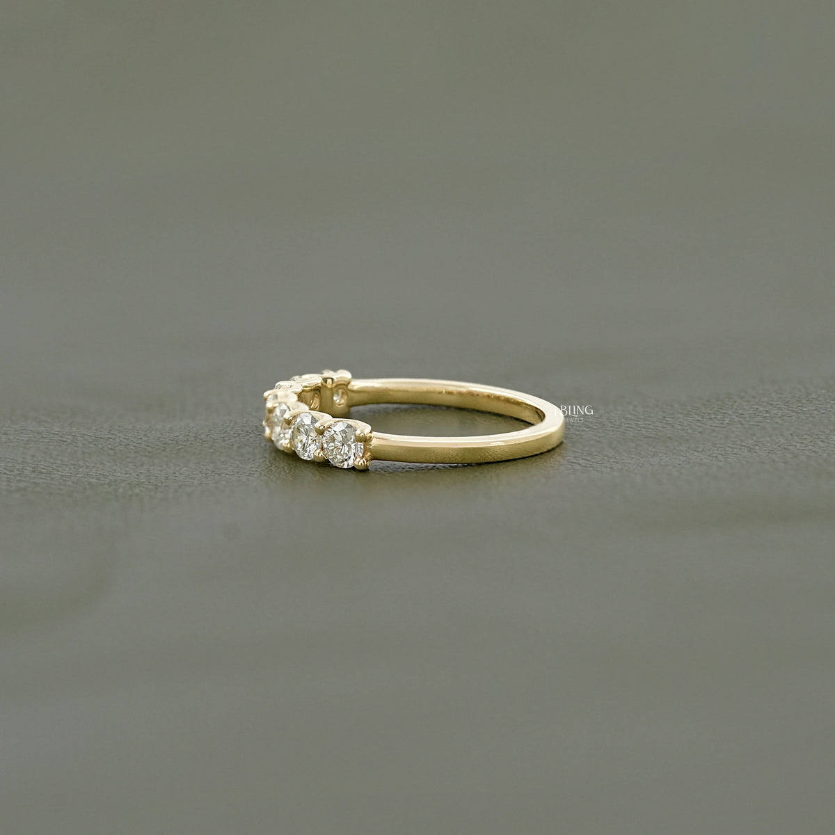 Round Cut Lab Grown Diamond Half Eternity Wedding Band