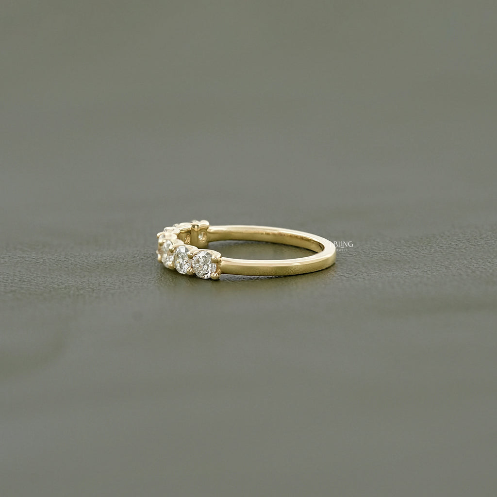 Round Cut Lab Grown Diamond Half Eternity Wedding Band