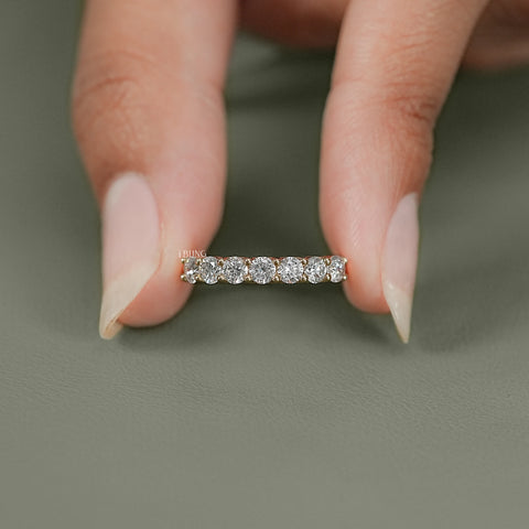 Round Cut Lab Grown Diamond Half Eternity Wedding Band