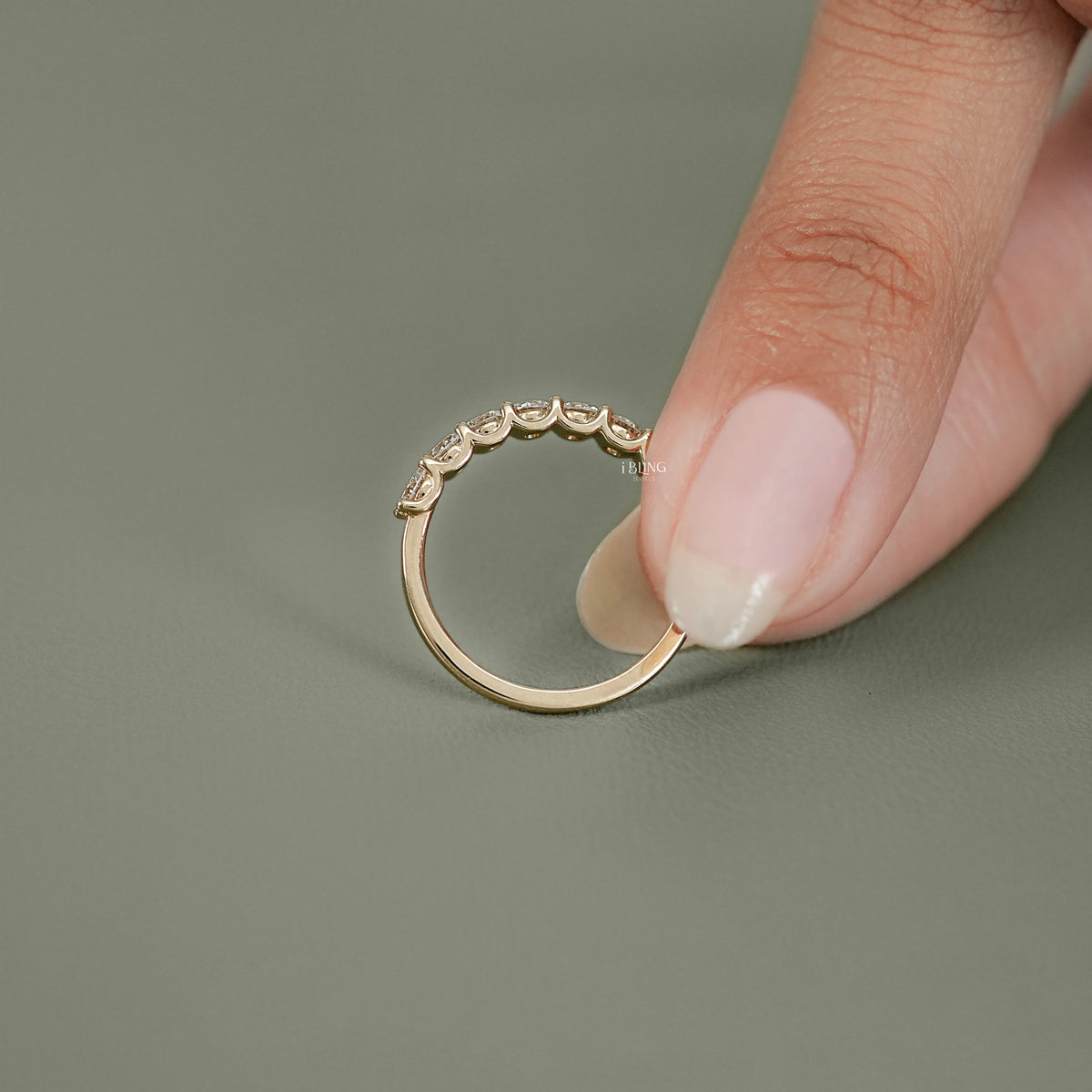 Round Cut Lab Grown Diamond Half Eternity Wedding Band