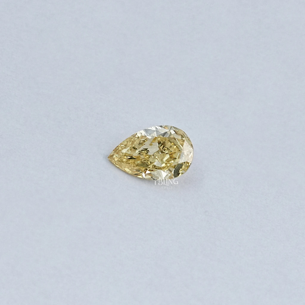 Vivid Yellow Pear Cut Lab Loose Diamond