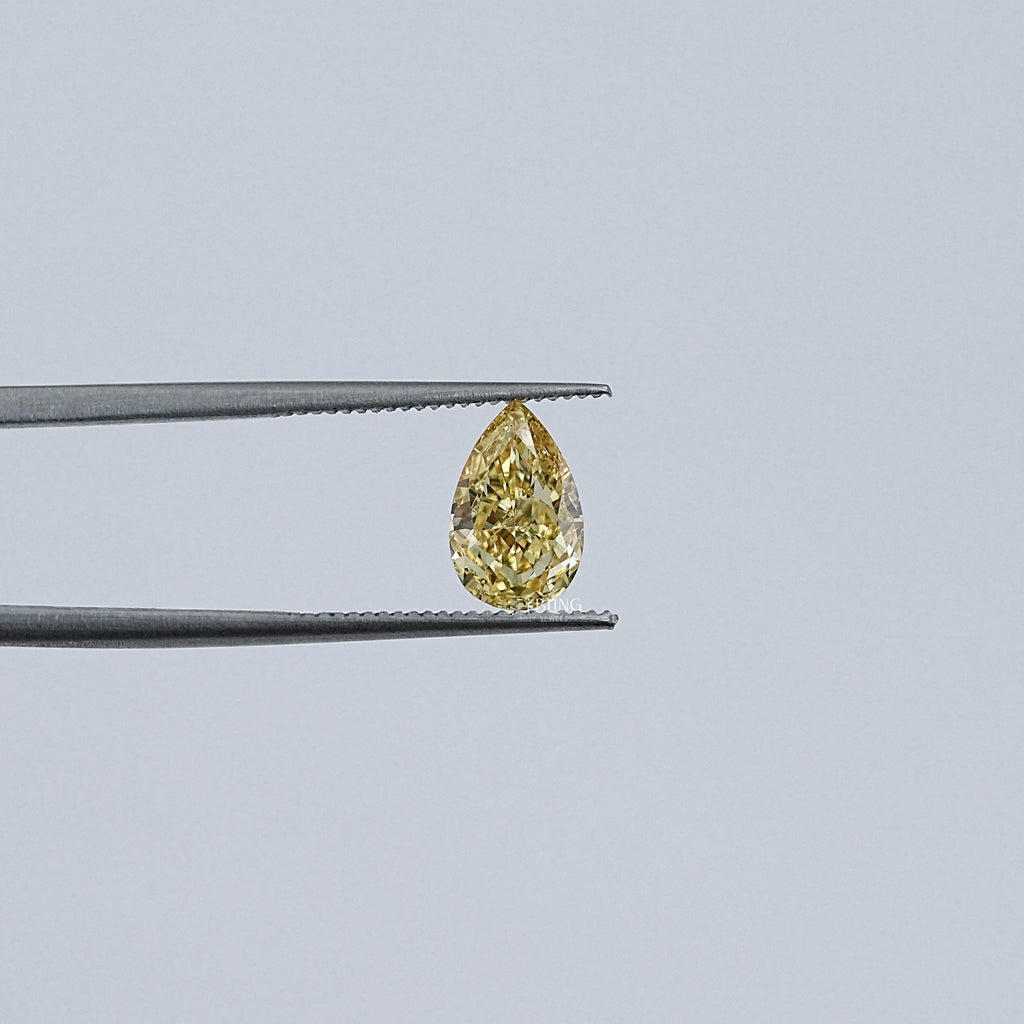 Vivid Yellow Pear Cut Lab Loose Diamond