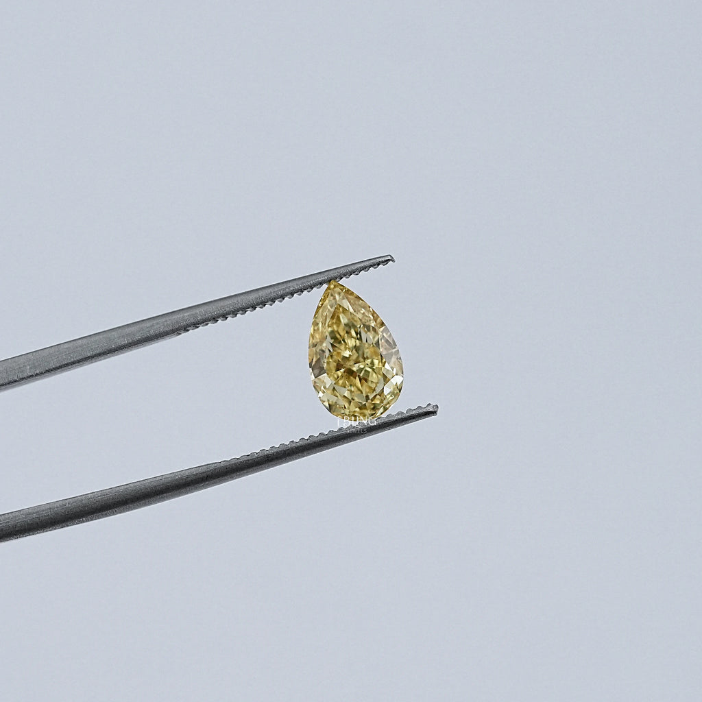 Vivid Yellow Pear Cut Lab Loose Diamond