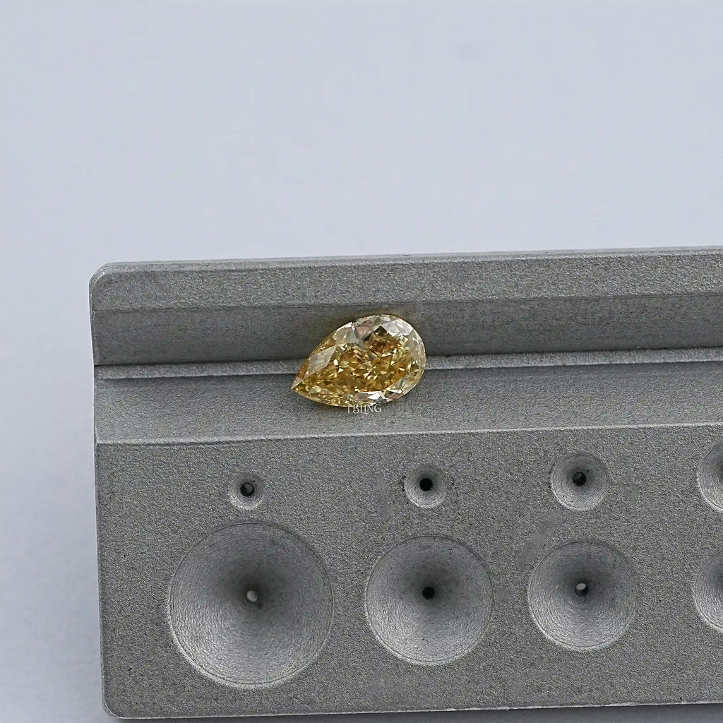 Vivid Yellow Pear Cut Lab Loose Diamond