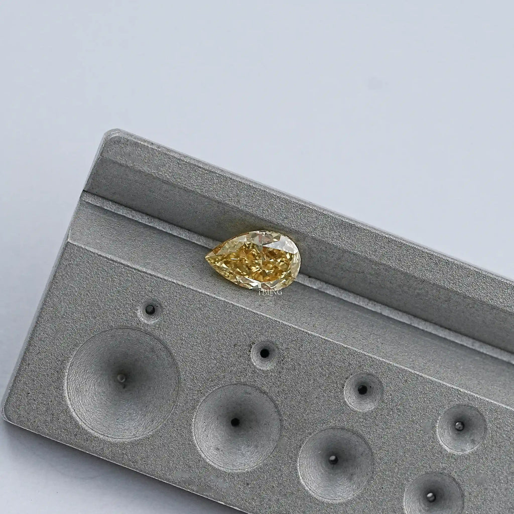 Vivid Yellow Pear Cut Lab Loose Diamond