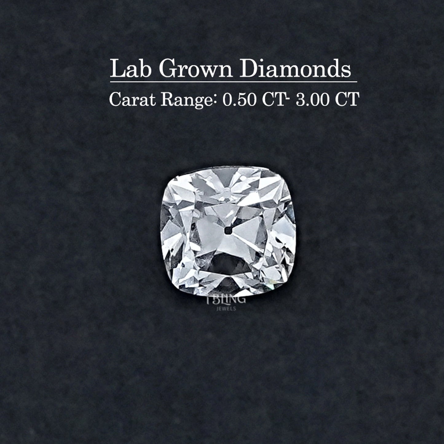 Square Old Mine Cushion Lab Grown Diamond Old Cut