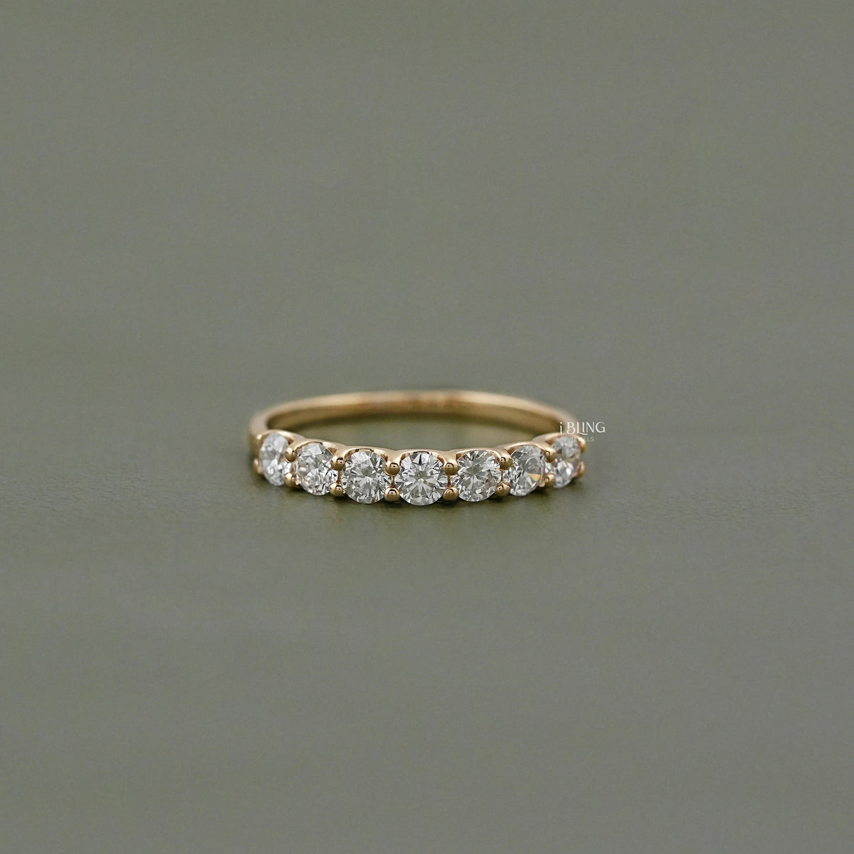 Round Cut Lab Diamond Half Eternity Wedding Band