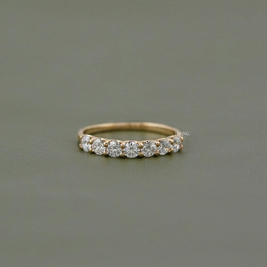 Round Cut Lab Diamond Half Eternity Wedding Band Half Eternity