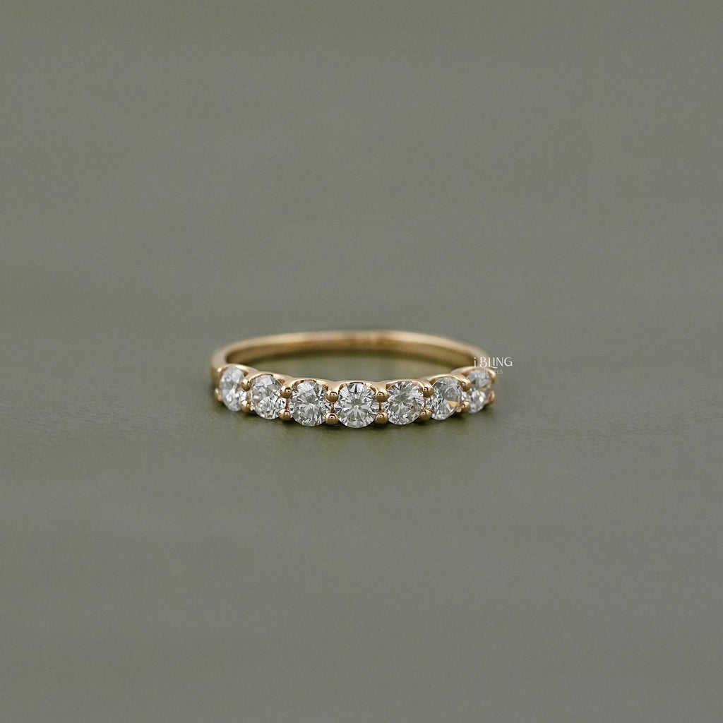 Round Cut Lab Diamond Half Eternity Wedding Band