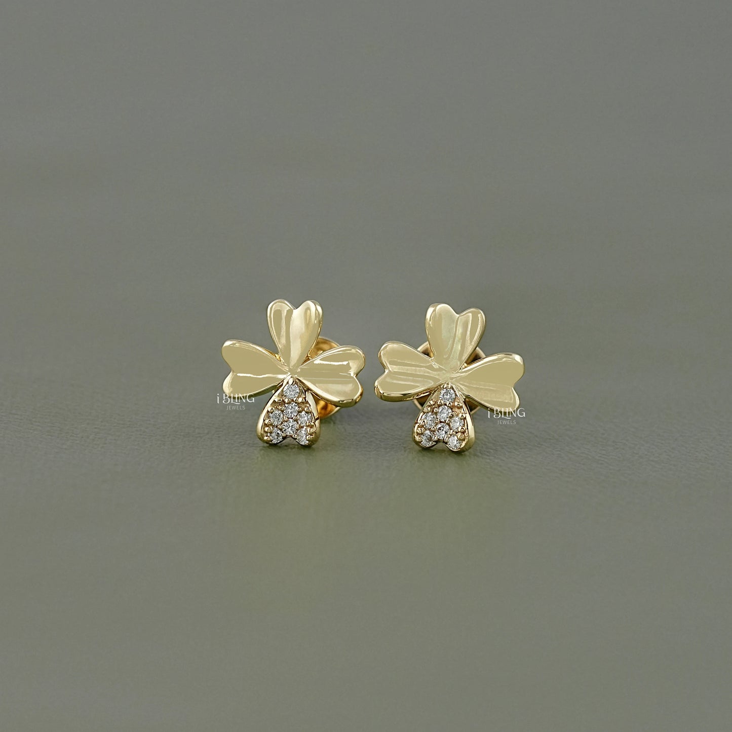iBling Jewels 4 leaf clover earrings studs crafted with lab diamond design