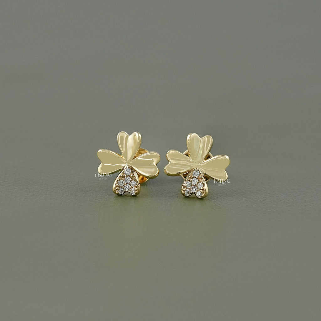 Lab Diamond 4 Leaf Clover Stud Earrings