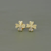 Lab Diamond 4 Leaf Clover Stud Earrings