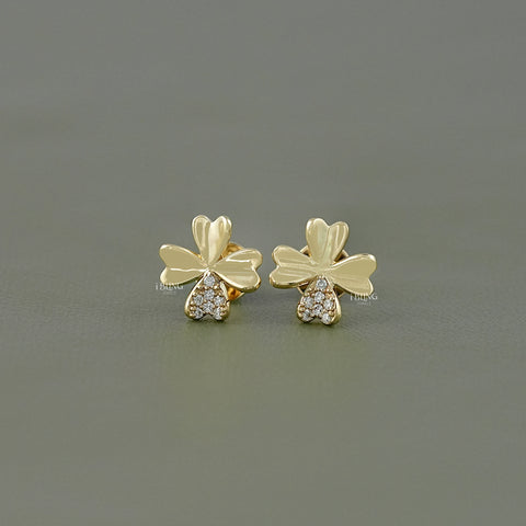 Lab Diamond 4 Leaf Clover Stud Earrings