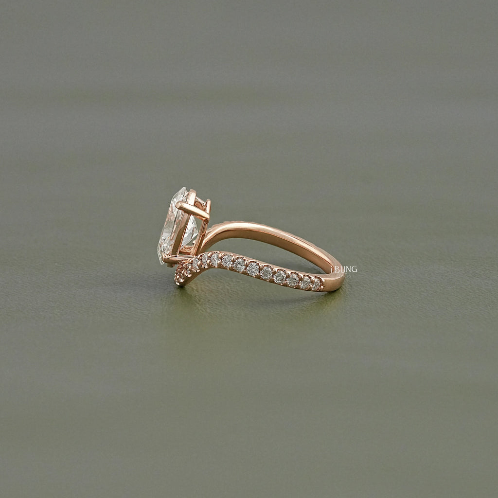 Oval Lab Grown Diamond Solitaire Accent Ring