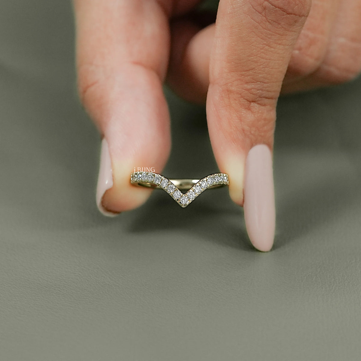 Round Cut Lab Grown Diamond Curved Wedding Band