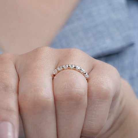 Round Cut Lab Diamond Half Eternity Wedding Band