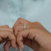 Emerald Cut Lab Diamond Half Eternity Wedding Band
