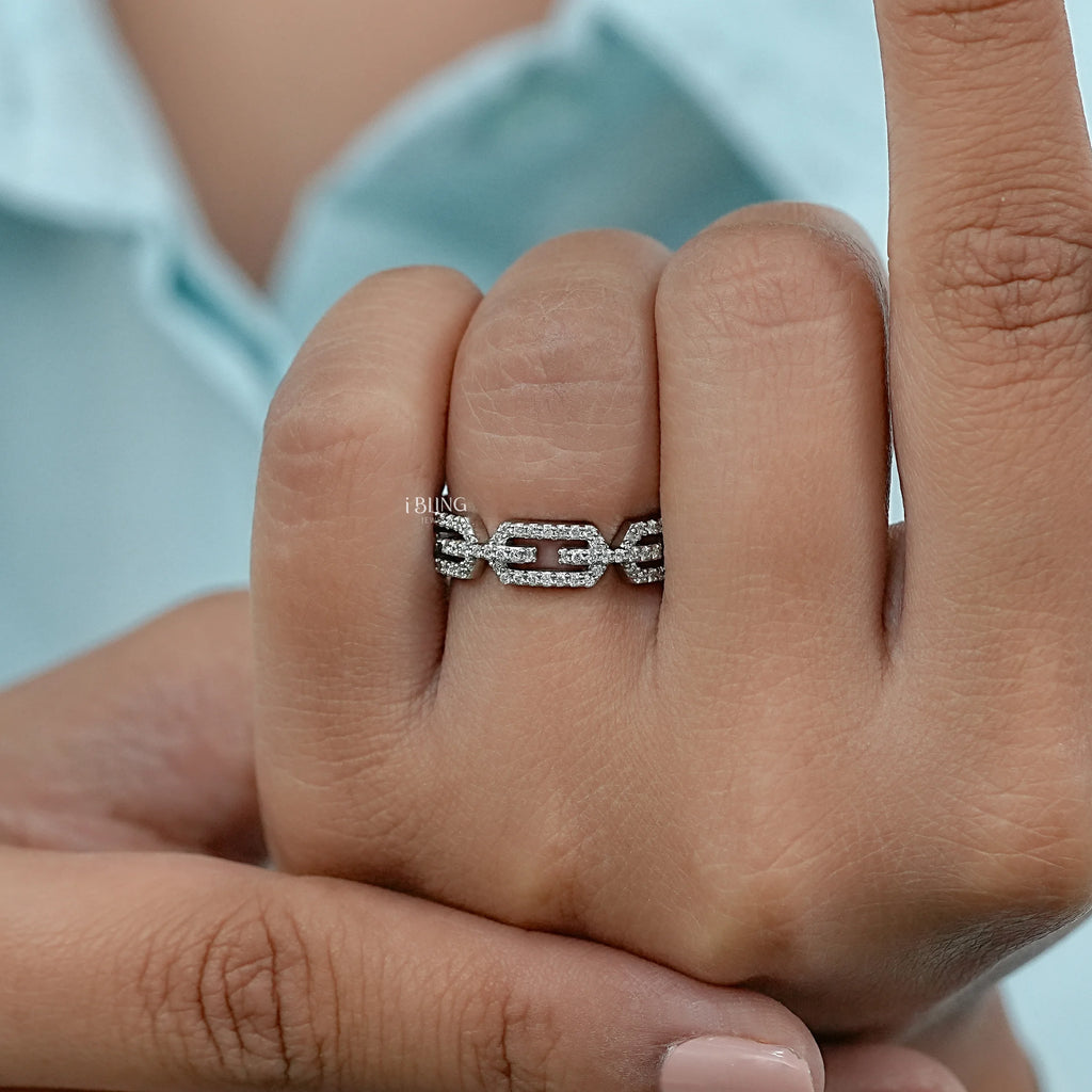 Round Cut Lab Diamond Chain Link Ring