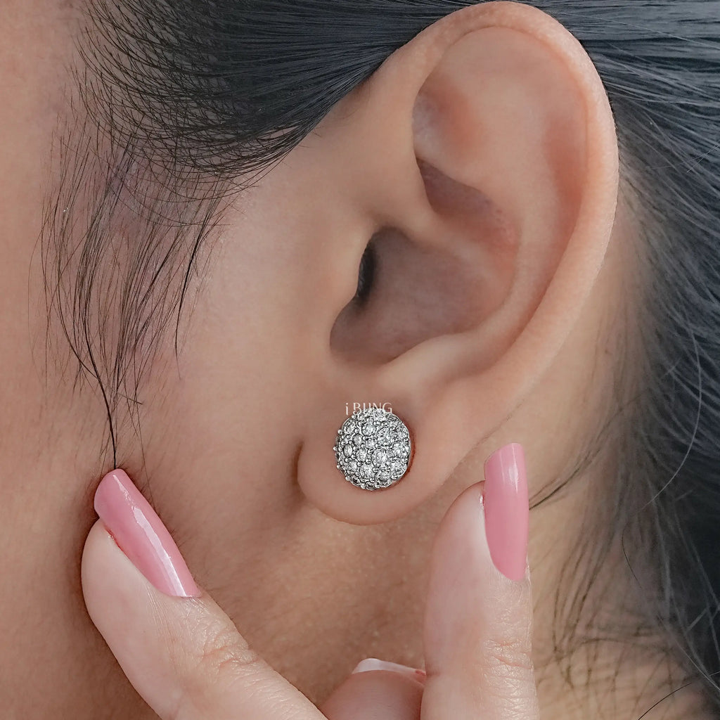 Round Lab Diamond Cluster Stud Earrings