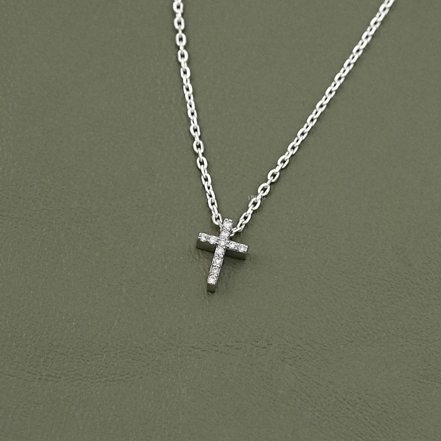 Round Lab Diamond Cross Pendant
