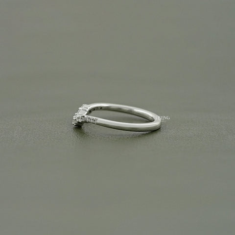 Baguette & Round Lab Diamond Curved Wedding Band